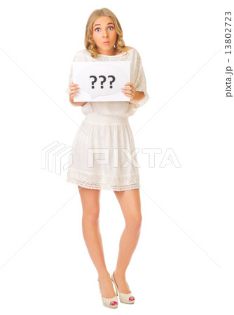 Young girl with question banner Young girl with question banner 13802723