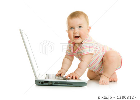 Small baby with laptop Small baby with laptop 13803127