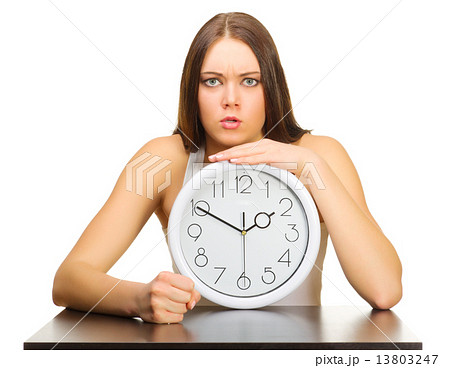 Young girl with clock Young girl with clock 13803247