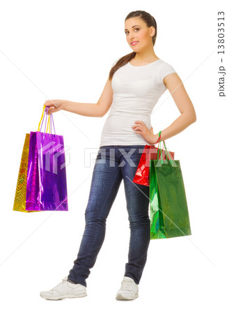 Young girl with bags 13803513