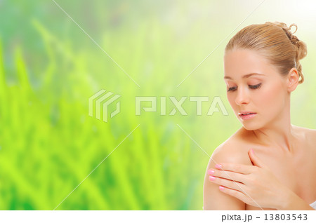 Young healthy girl on spring background 13803543