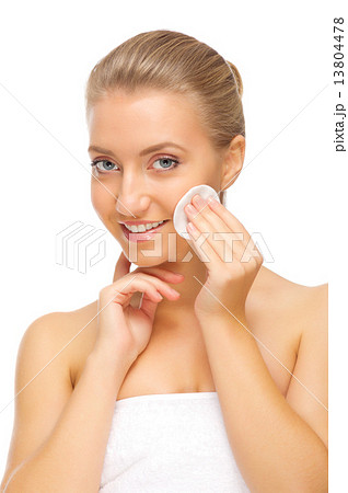 Young smiling girl with wadded disk Young smiling girl with wadded disk 13804478