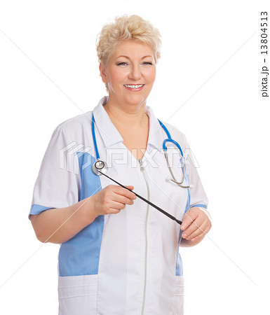 Mature doctor with pointer 13804513