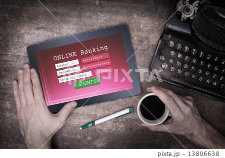 Online banking on a tablet Online banking on a tablet 13806638