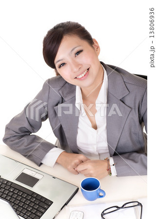 Happy smiling working business woman 13806936