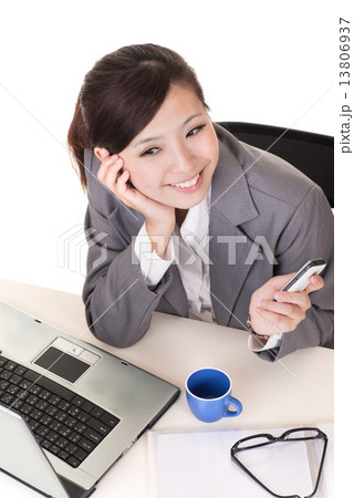 Happy smiling working business woman Happy smiling working business woman 13806937