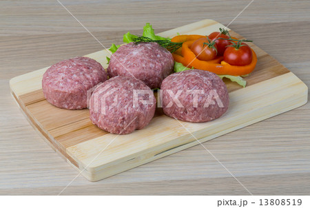 Raw burger cutlet Raw burger cutlet 13808519