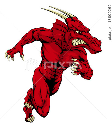 Red Dragon Mascot Sprintingのイラスト素材