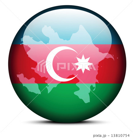 Map on flag button of Republic of Azerbaijan 13810754