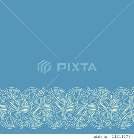 Blue background with horizontal seamless border 13811275