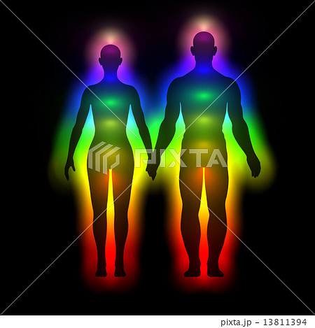 Rainbow silhouette with aura - woman and man 13811394