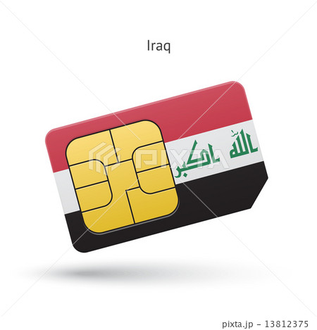 Iraq mobile phone sim card with flag. Iraq mobile phone sim card with flag. 13812375