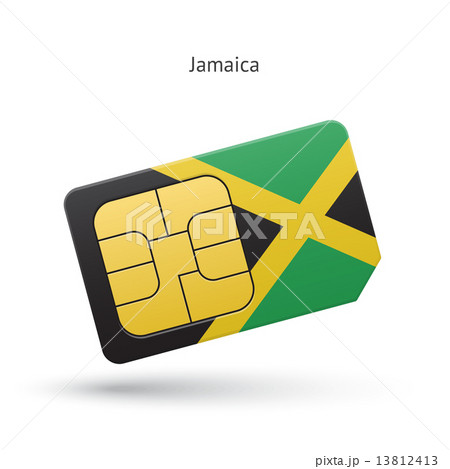 Jamaica mobile phone sim card with flag. 13812413