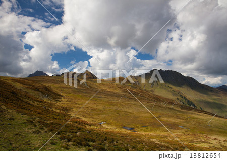 Empty ski slope in Tyrolean Alps in autumn, Austria 13812654