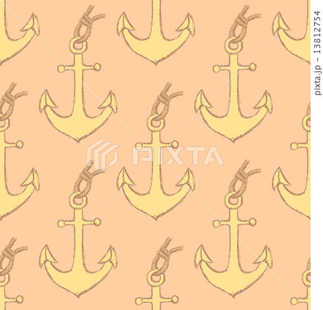 Sketch anchor with rope in vintage style 13812754
