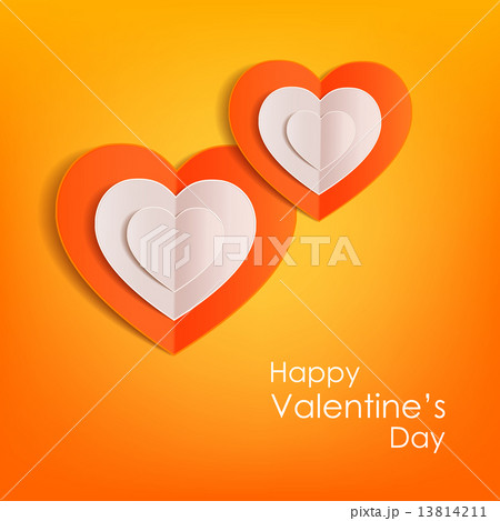 Valentines day typographical background with hanging paper hearts . 13814211