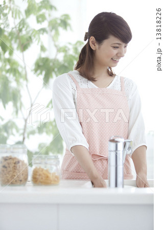 皿洗いをする女性 皿洗いをする女性 13818226