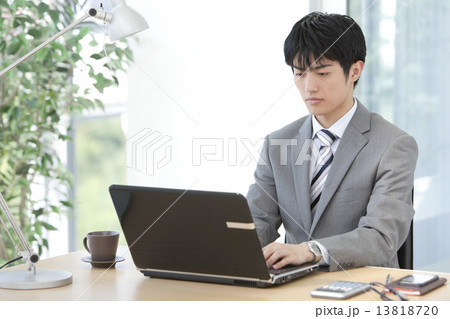 ノートパソコンを操作しているビジネスマン 13818720
