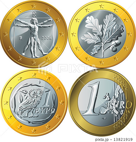 vector set money gold coin one euro 13821919