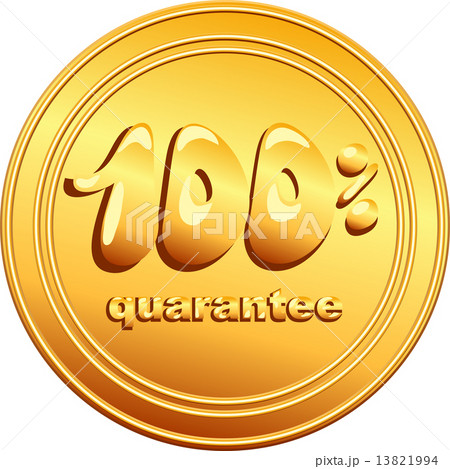 vector gold button with the inscription one hundred percent guar vector gold button with the inscription one hundred percent guar 13821994
