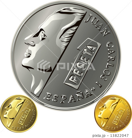vector Spanish money gold and silver coin one peseta vector Spanish money gold and silver coin one peseta 13822047