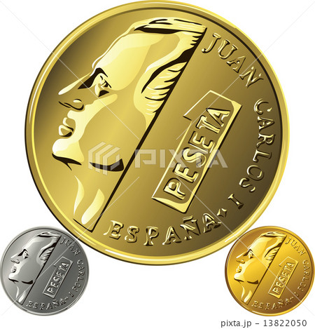 vector Spanish money gold and silver coin one peseta vector Spanish money gold and silver coin one peseta 13822050