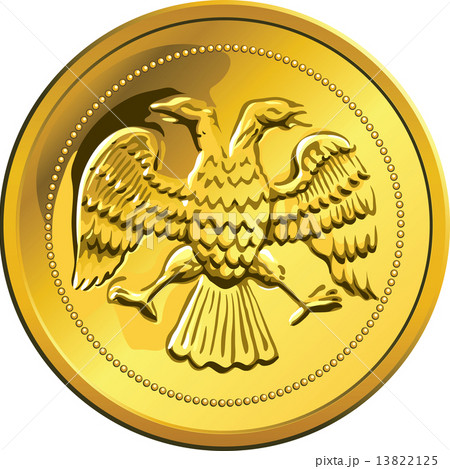 vector gold coin, ruble money Rossian 13822125
