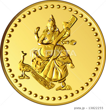 vector money gold coin with the image of Shiva 13822255
