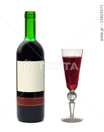 Wine glass and bottle with empty label 13824371