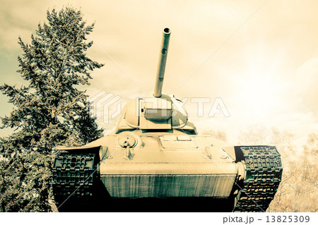 Retro photo of an old Sherman tank Retro photo of an old Sherman tank 13825309