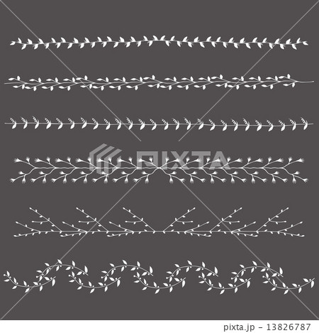Hand-drawn silhouettes borders branches graphic design elements 13826787