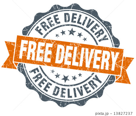 free delivery orange vintage seal isolated on white free delivery orange vintage seal isolated on white 13827237