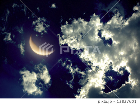 half moon in the night sky 13827601