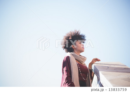 beautiful black curly hair african woman 13833759