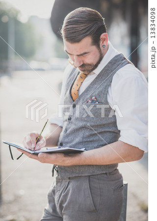 handsome big moustache hipster man 13834098