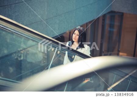 beautiful long black hair elegant business woman 13834916