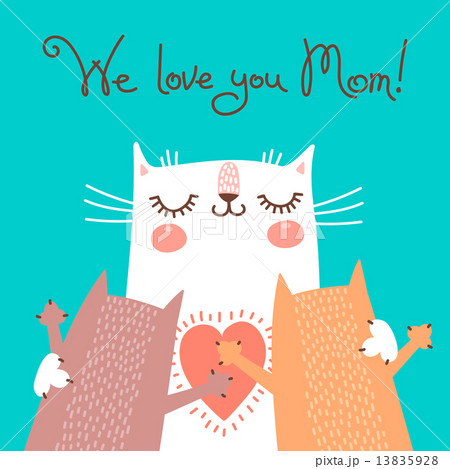 Sweet card for Mothers Day with cats. 13835928