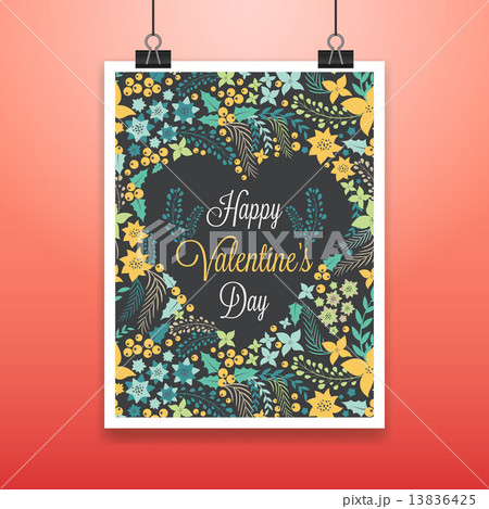 Valentine's poster with cute flowers Valentine's poster with cute flowers 13836425