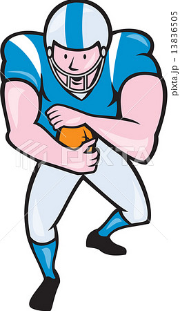 American Football Running Back Fending Cartoon 13836505