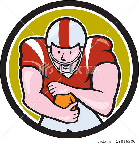 American Football Running Back Circle Cartoon 13836506