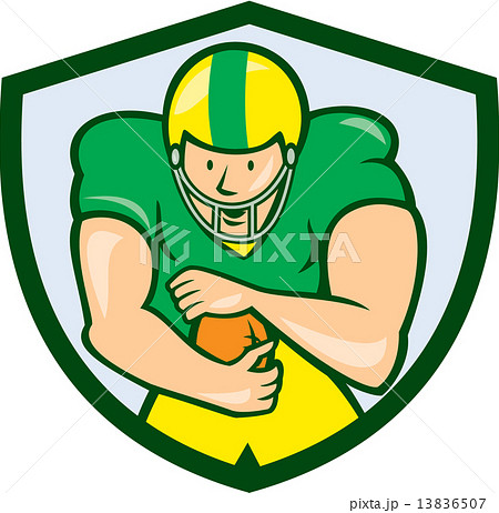 American Football Running Back Shield Cartoon 13836507