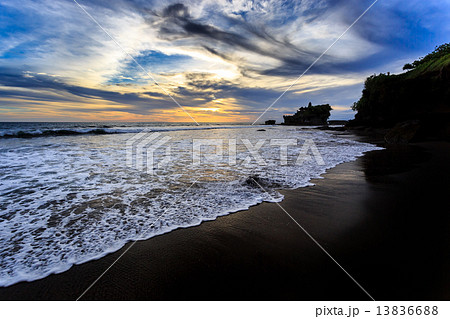 Tahah Lot Temple and ocean waves at sunset, Bali Tahah Lot Temple and ocean waves at sunset, Bali 13836688
