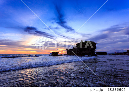 Tahah Lot Temple and ocean waves at sunset, Bali Tahah Lot Temple and ocean waves at sunset, Bali 13836695