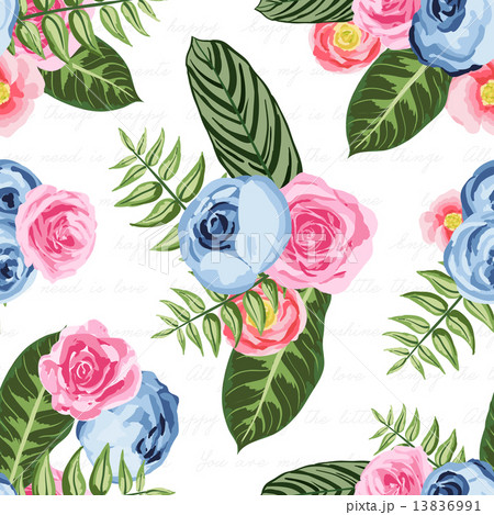 Seamless vintage pattern with painted flower 13836991