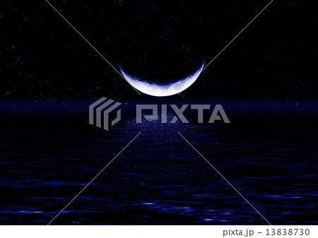 Half of moon reflected in water Half of moon reflected in water 13838730