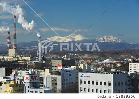 苫小牧市街から望む樽前山 13839256