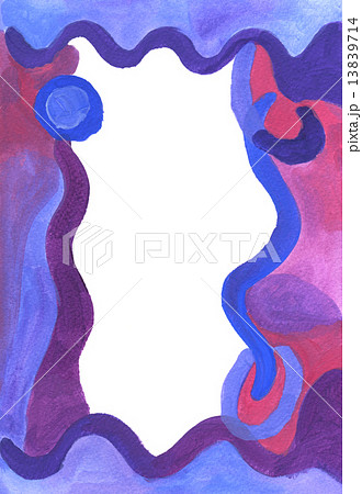 現代アート風な紫色と青色の手描きフレーム枠のイラスト素材 [