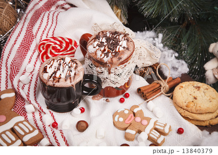 two cups of cocoa  13840379