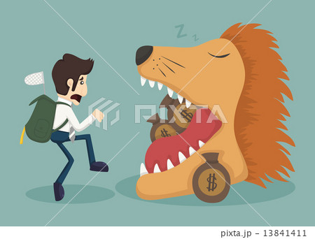 Businessman steal money from lion 13841411