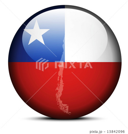 Map on flag button of Republic of Chile 13842096
